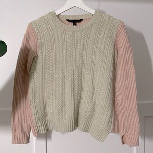 BCBGMaxAzria women asymmetrical Alpaca Blend Sweater XXS Pink Beige Crew Neck